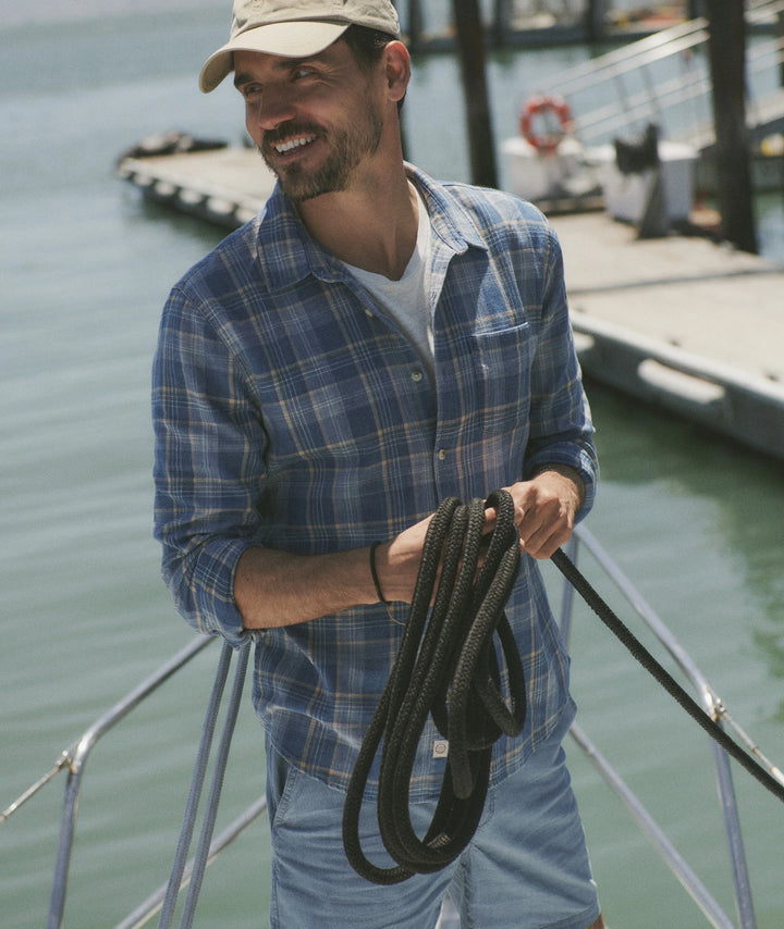 Classic Stretch Selvage Shirt Blue Indigo Plaid
