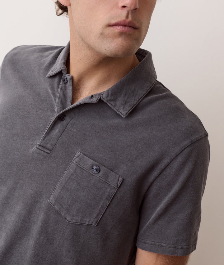 Luxe Slub Pocket Polo - Asphalt