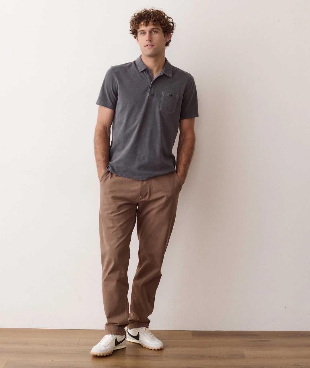 Luxe Slub Pocket Polo - Asphalt