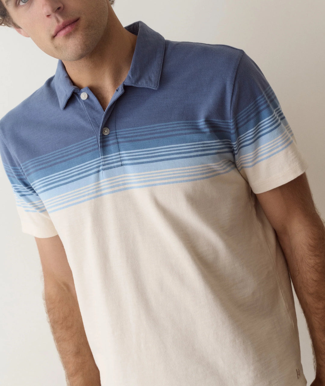 Luxe Slub Pocket Polo - Navy/White