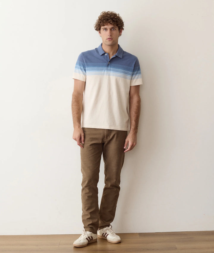 Luxe Slub Pocket Polo - Navy/White