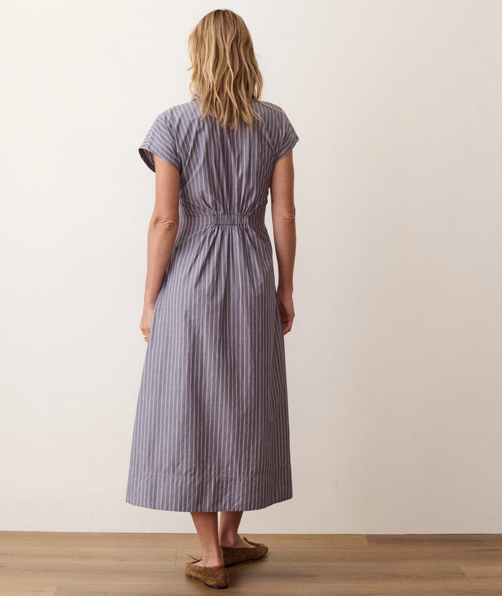 Arden Midi Shirt Dress - Navy & Lilac Stripe