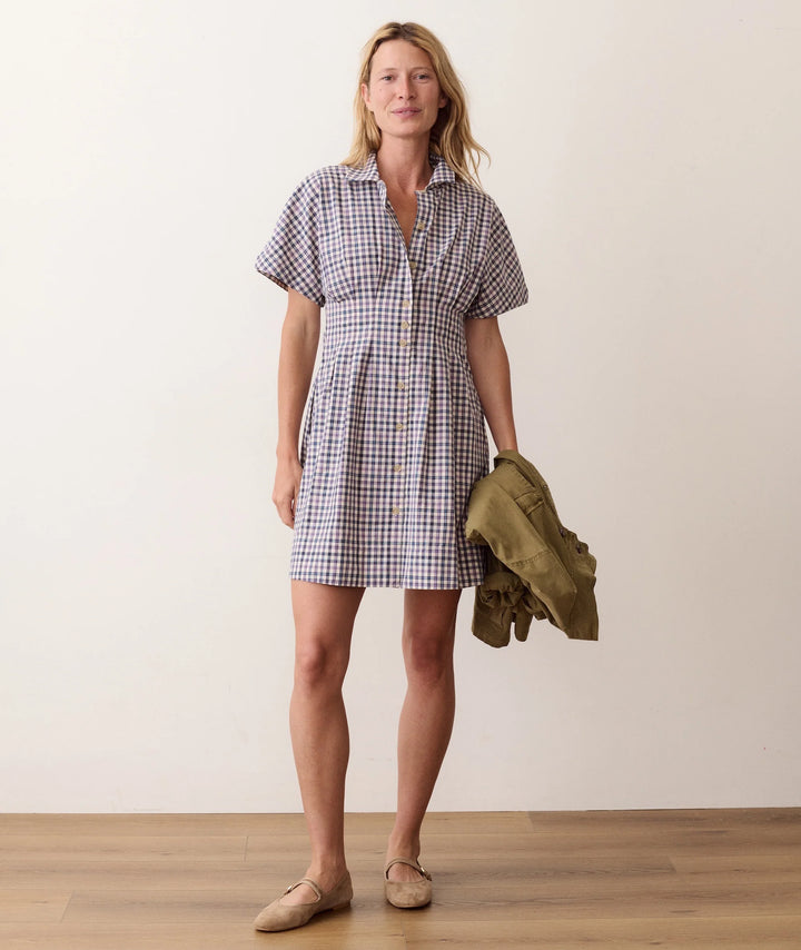 Arden Mini Shirt Dress - Blue & Lavender Plaid