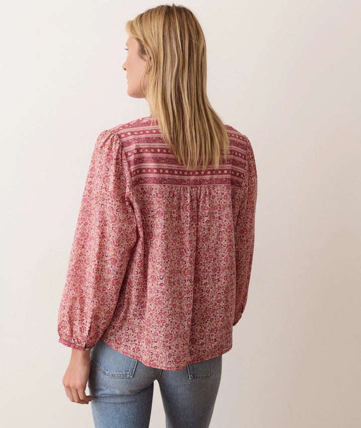 Vivian Button Through Blouse - Blush Floral