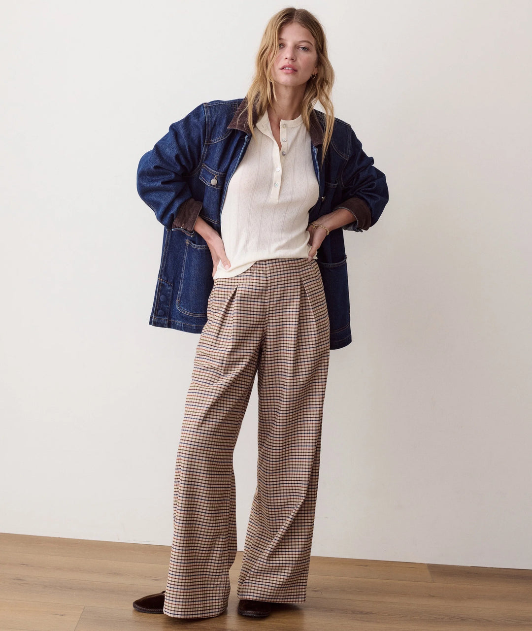 Allison Pleated Moleskin Trouser Fall Check