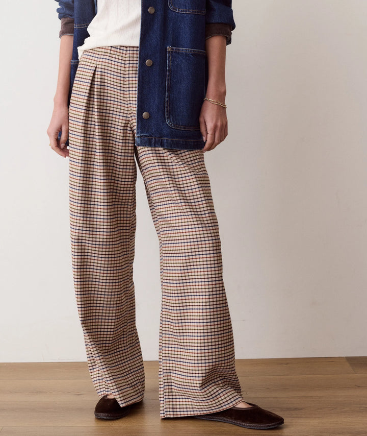 Allison Pleated Moleskin Trouser Fall Check