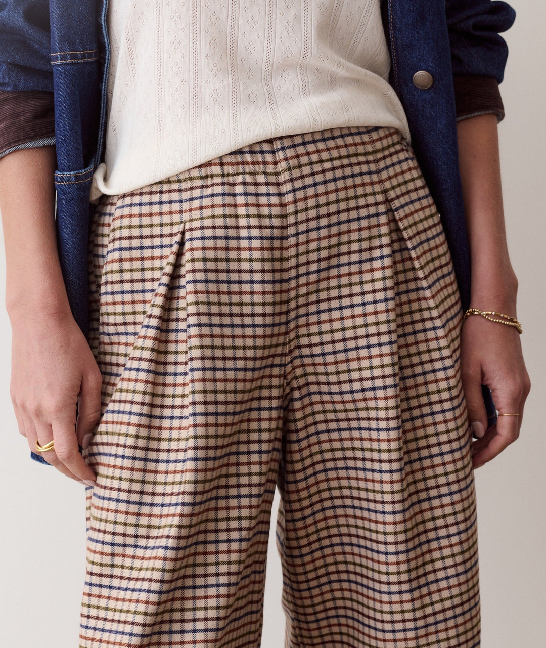 Allison Pleated Moleskin Trouser Fall Check