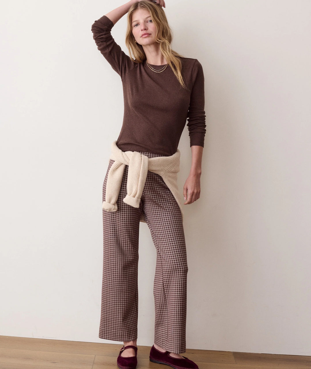 Mini Rib Long Sleeve Crew Tee Chocolate