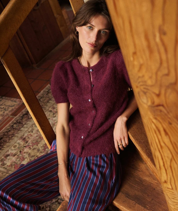 Suri Alpaca Cardigan Cabernet