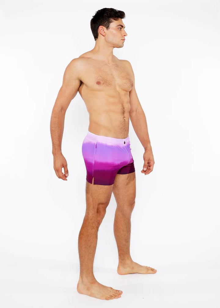 Fuchsia Gradient Printed Swim Short W/Mesh Brief Lining St-8024-05