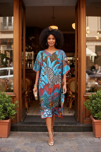 Zebra Party Night Mid Length Caftan