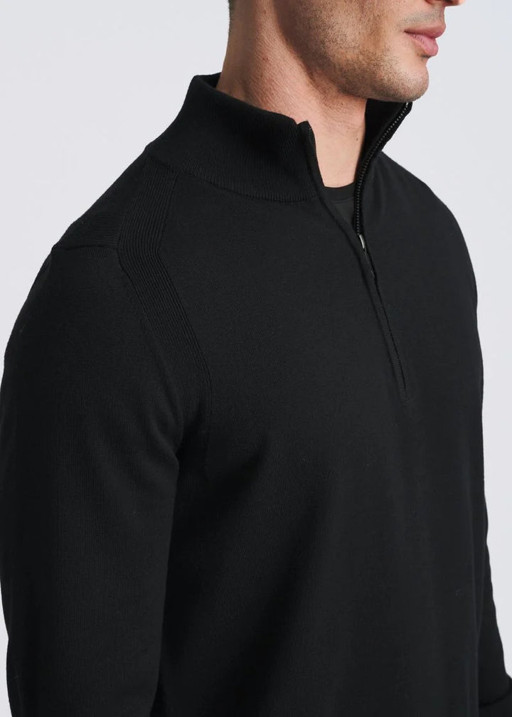 Quarter Zip Wool Blend Knit Cardigan