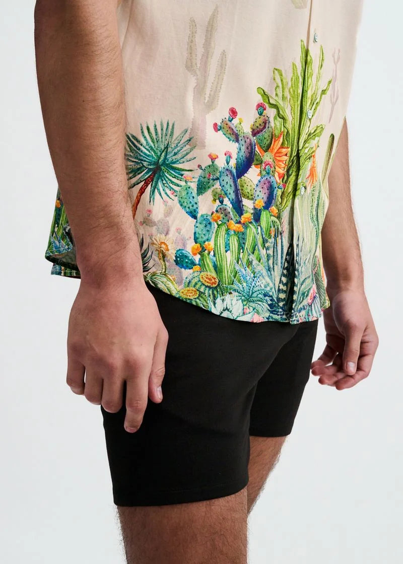 Sorbet/Green Cactus Border Print Jersey Short Sleeve Shirt