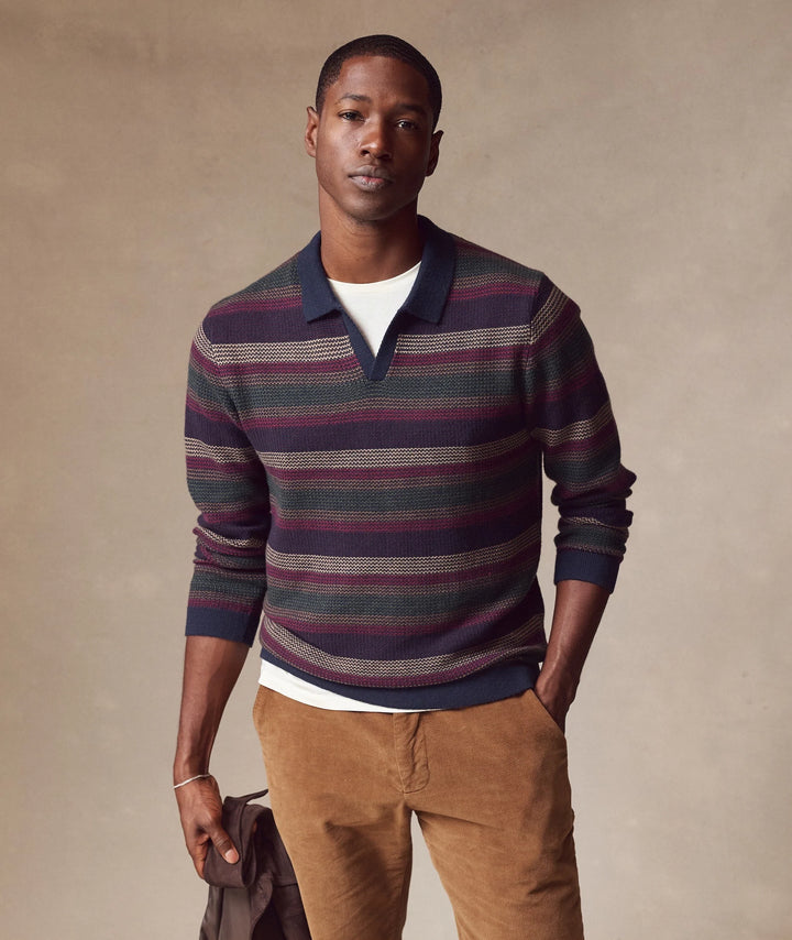 Liam Sweater Polo Burgundy Multi Stripe