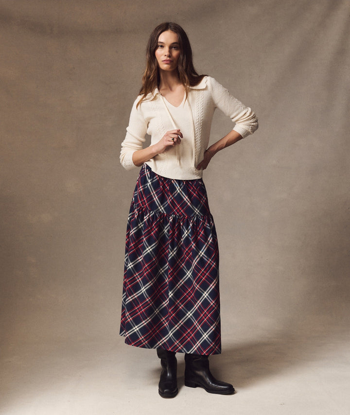 Gia Oxford Midi Skirt Holiday Multi Plaid