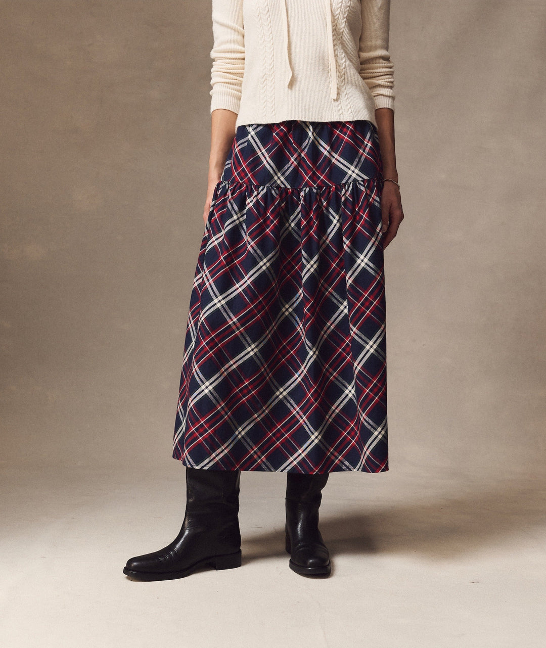 Gia Oxford Midi Skirt Holiday Multi Plaid