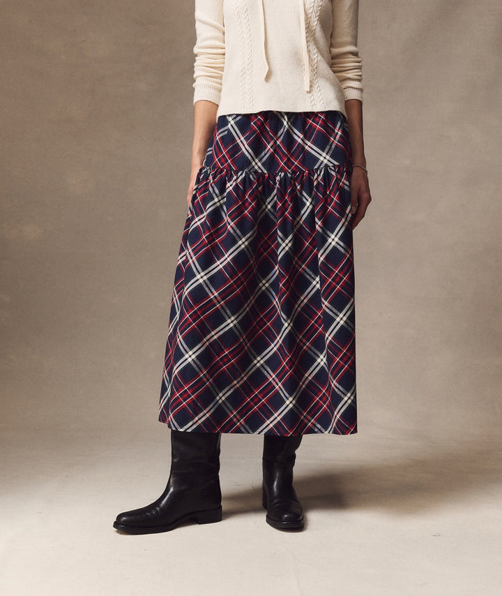 Gia Oxford Midi Skirt Holiday Multi Plaid