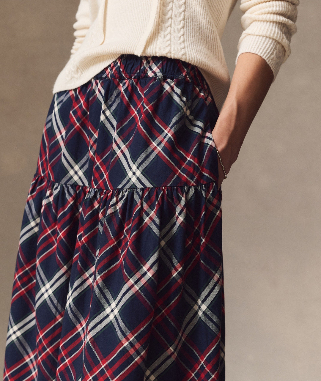 Gia Oxford Midi Skirt Holiday Multi Plaid