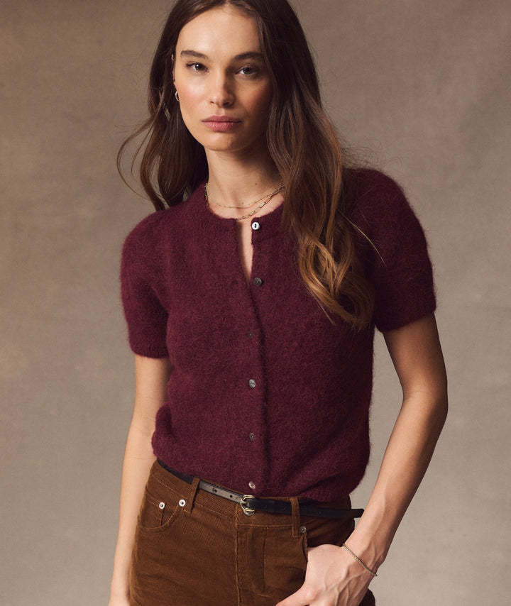 Suri Alpaca Cardigan Cabernet