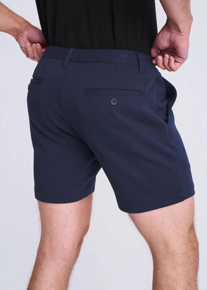 Navy 6" Inseam Textured Stretch Knit Chino Shorts PM-2542