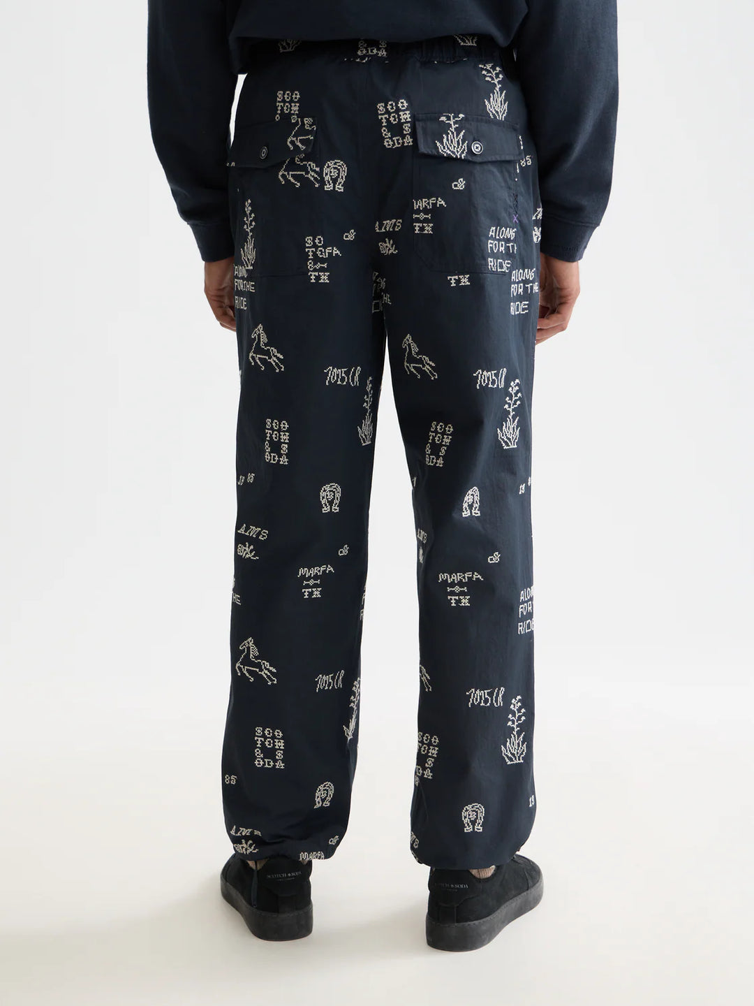 Embroidered Cotton-Blend Relaxed Straight-Fit Chino Marfa Cross Stitch Spaced Carbon