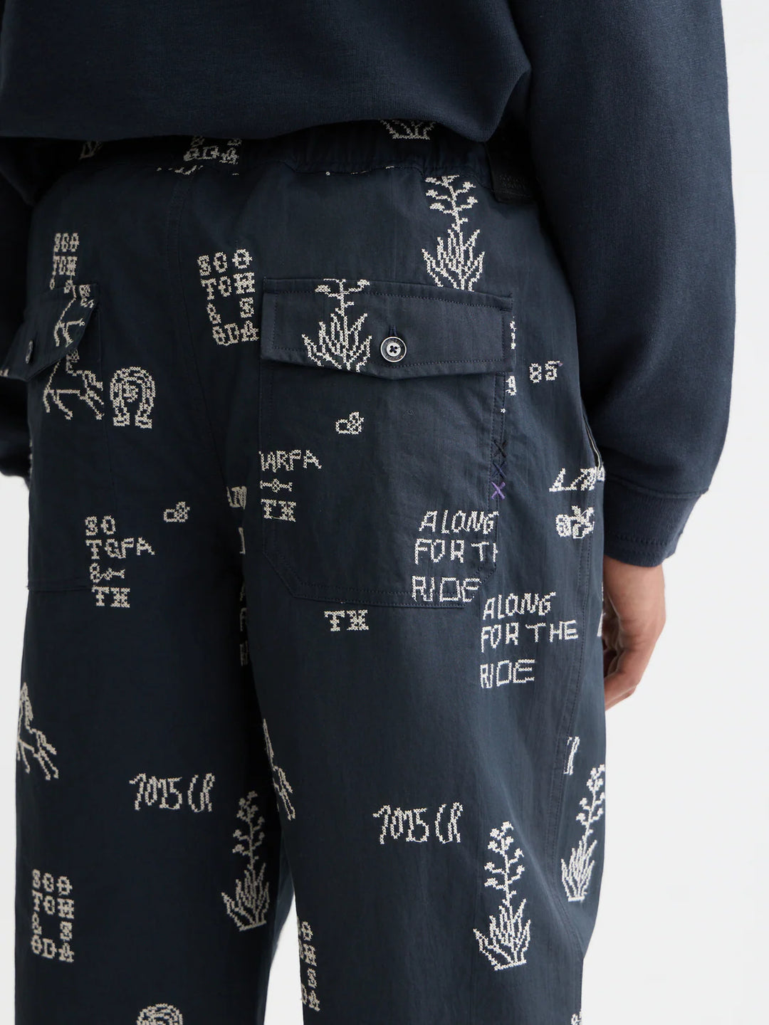 Embroidered Cotton-Blend Relaxed Straight-Fit Chino Marfa Cross Stitch Spaced Carbon