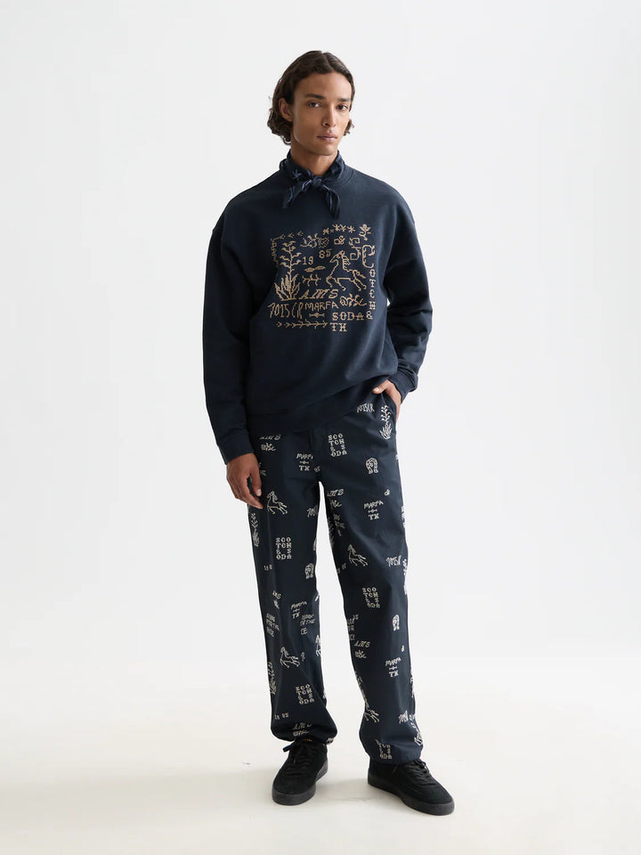 Embroidered Cotton-Blend Relaxed Straight-Fit Chino Marfa Cross Stitch Spaced Carbon