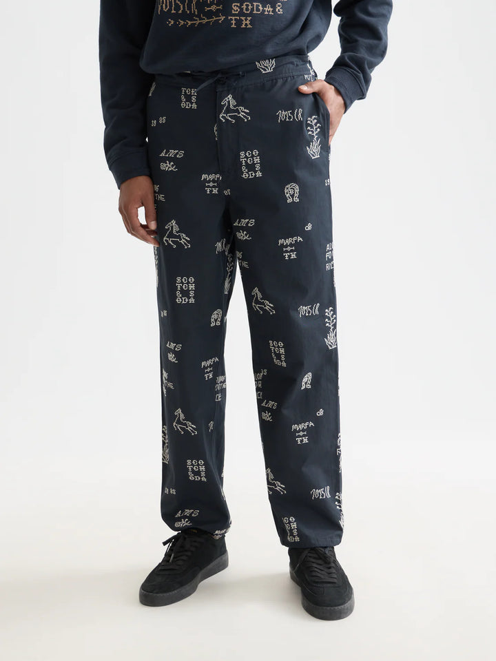 Embroidered Cotton-Blend Relaxed Straight-Fit Chino Marfa Cross Stitch Spaced Carbon