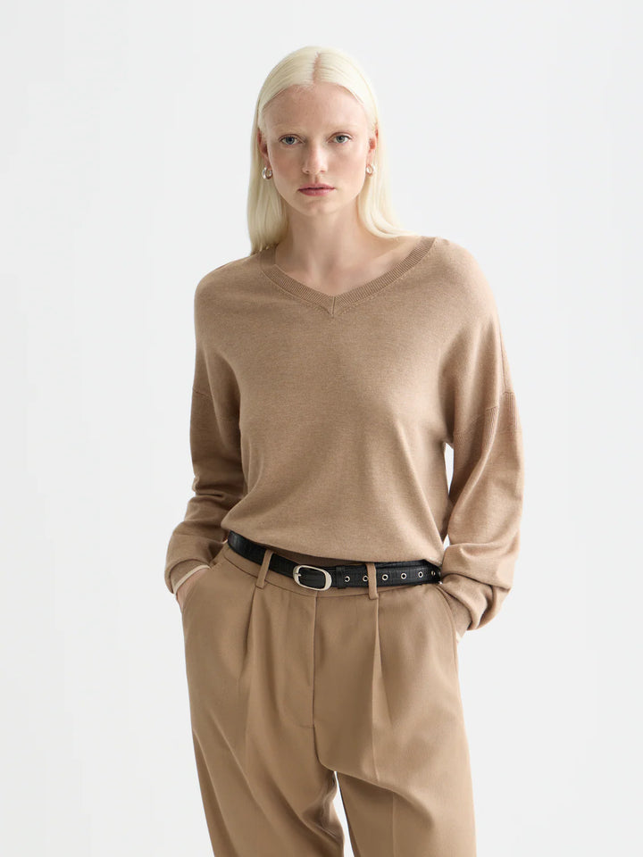 V-Neck Relaxed Pullover Amphora Melange