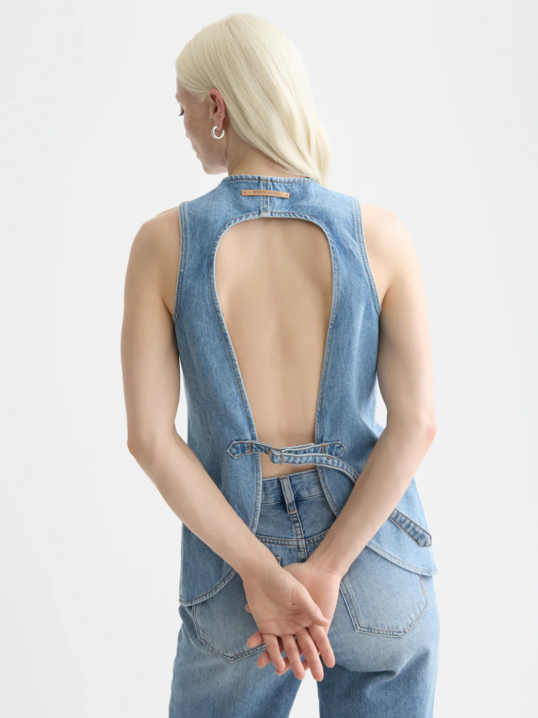 Denim Top with Western Seam Details