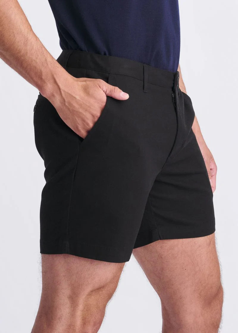 Black 6" Inseam Textured Stretch Woven Chino Shorts PM-2545