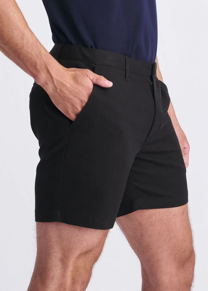 Black 6" Inseam Textured Stretch Woven Chino Shorts PM-2545