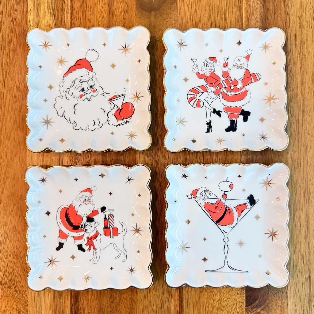 Holiday Cheers Scalloped Square Plate