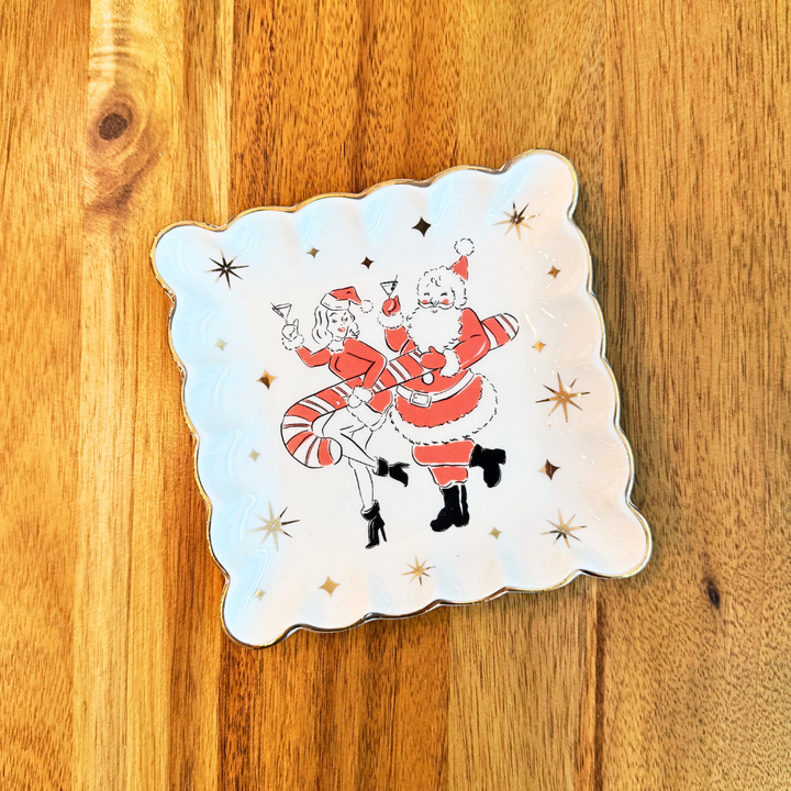 Holiday Cheers Scalloped Square Plate