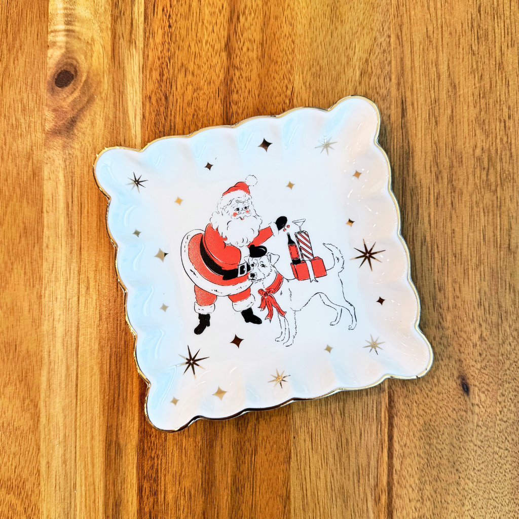 Holiday Cheers Scalloped Square Plate