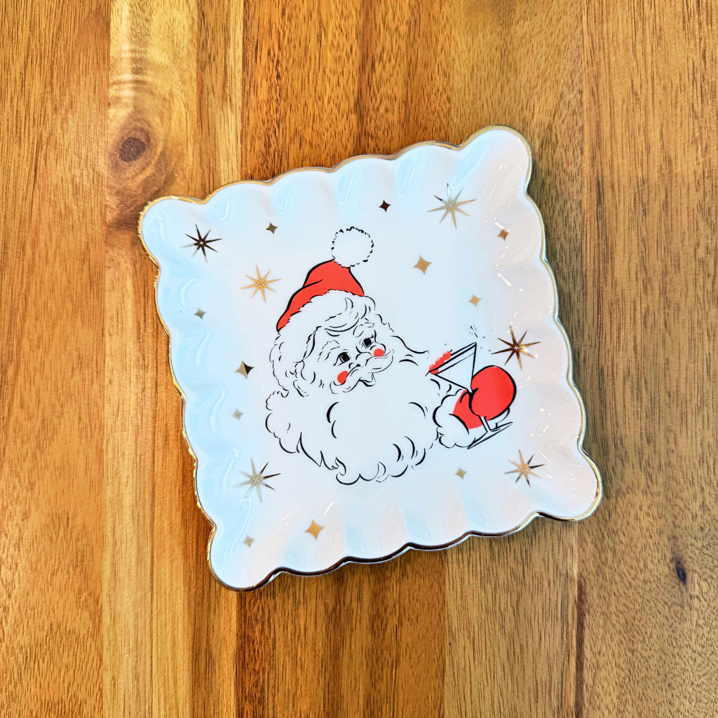 Holiday Cheers Scalloped Square Plate