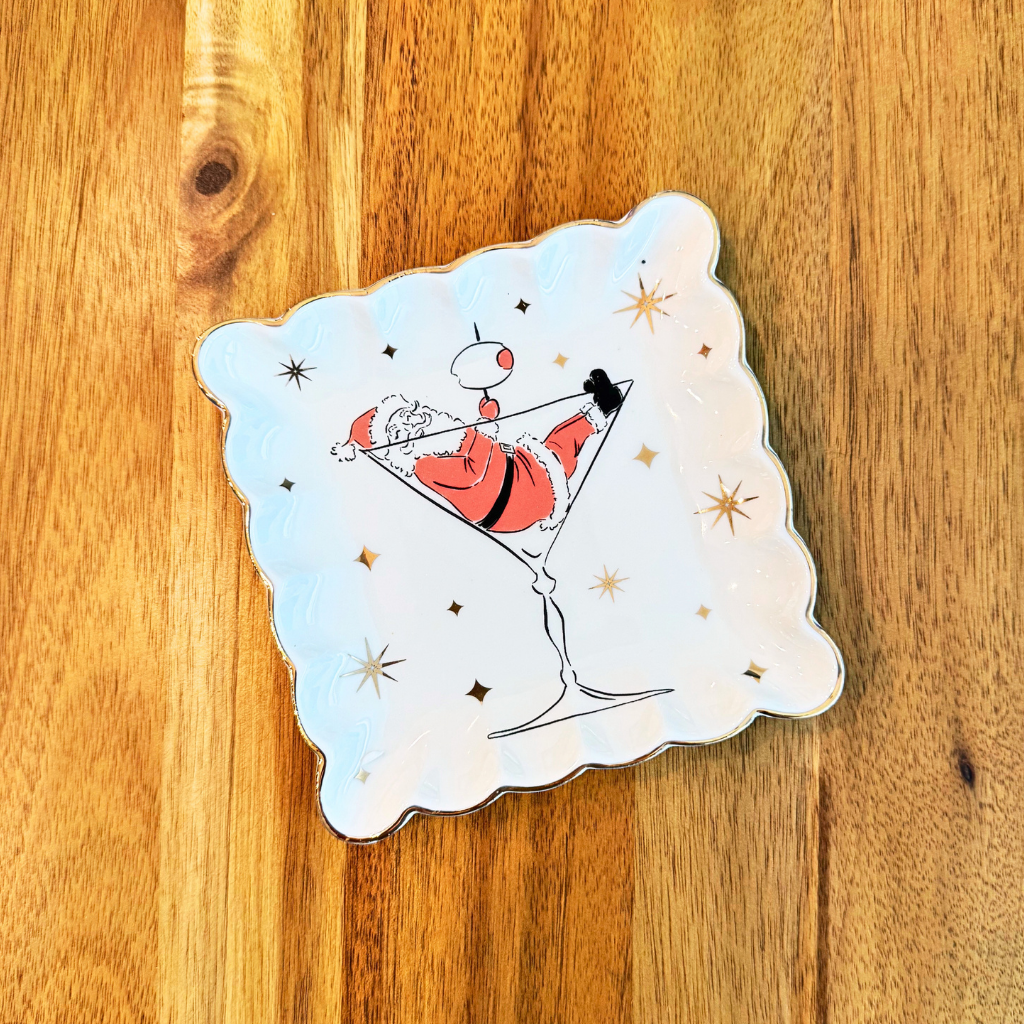 Holiday Cheers Scalloped Square Plate