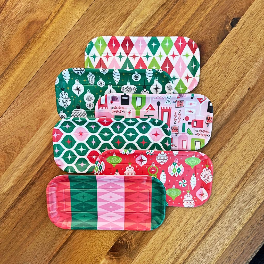 Holiday Cheers Tray Melamine 4x8in
