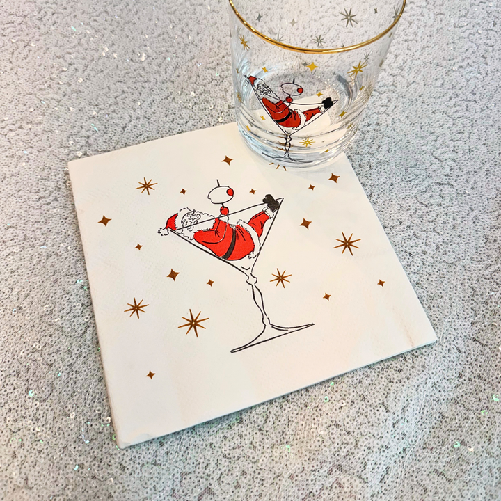Cocktails with Santa Gold-Rimmed Glass