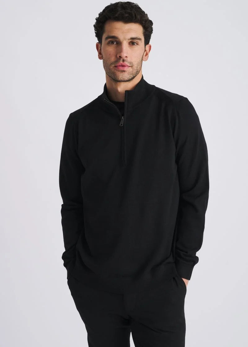 Quarter Zip Wool Blend Knit Cardigan