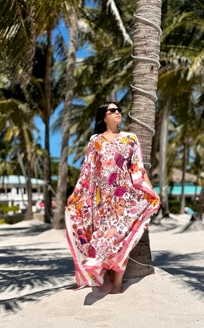 Flutterby Pink Full Length Caftan