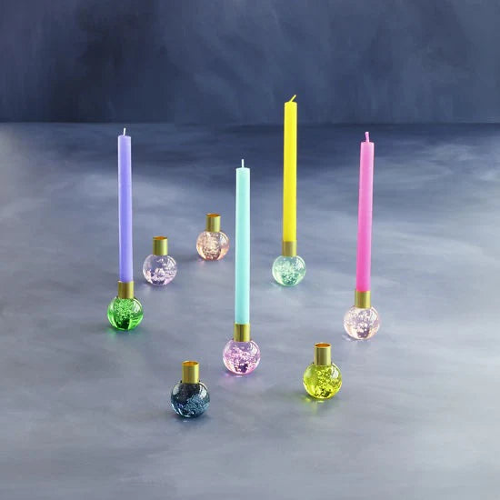 Fl25 Crystal Ball Taper Candle Holder, Assorted Colors