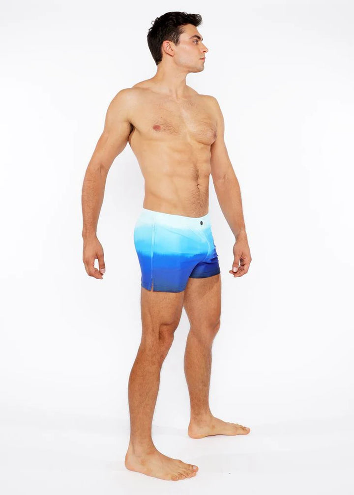 Cerulean Gradient Printed Swim Short W/Mesh Brief Lining St-8024-05