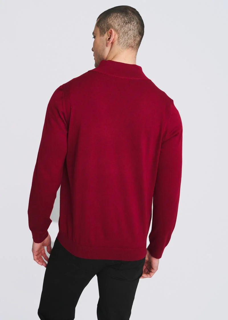 Quarter Zip Wool Blend Knit Cardigan