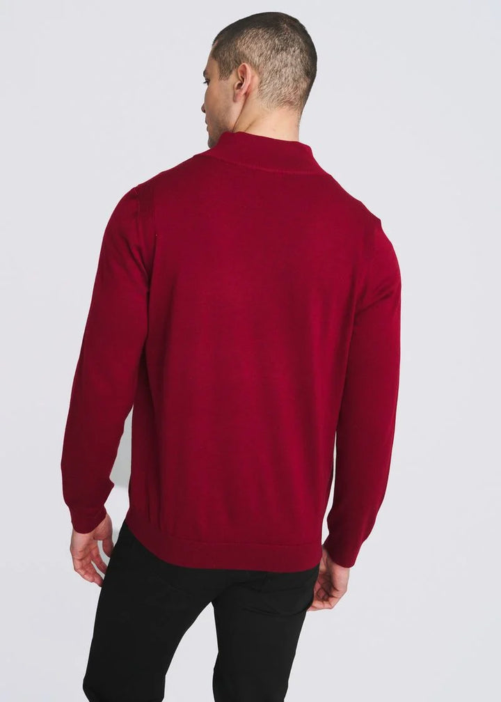 Quarter Zip Wool Blend Knit Cardigan