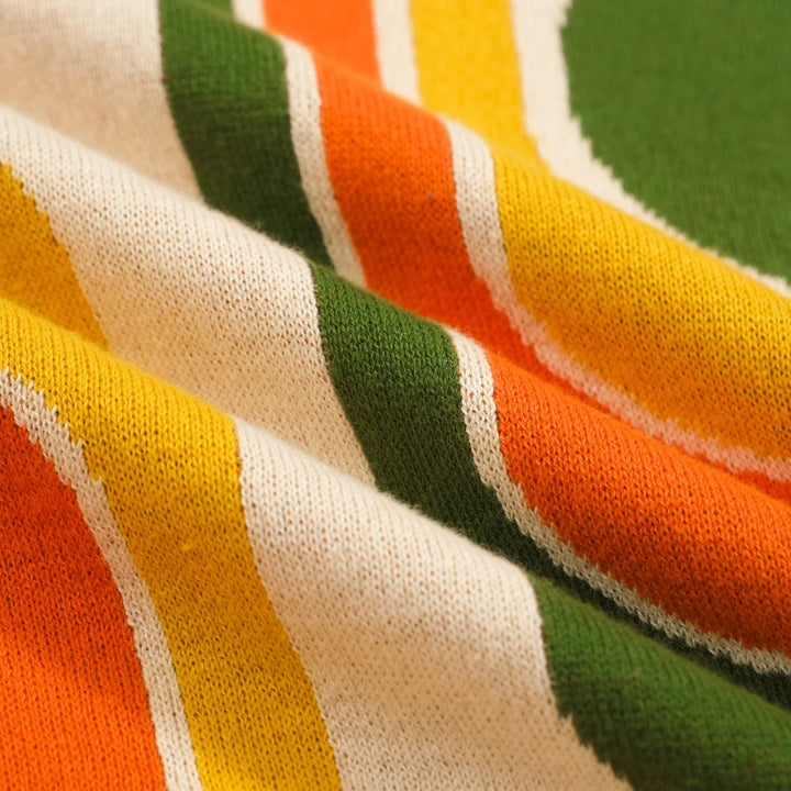 Retro Knit Polo 1970s Geometric Graphic