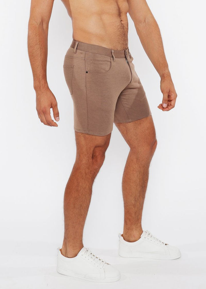 Sesame Seed 5" Inseam Solid Stretch Knit Jeans Shorts St-1932