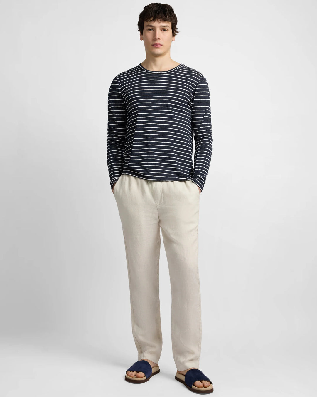 Pigment Dye Linen Pull On Pant
