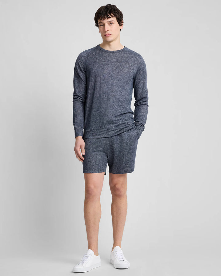 Terry Linen Short Washed Navy