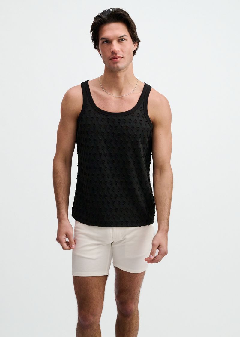 Black Stretch Ripped Knit Tank St-11141